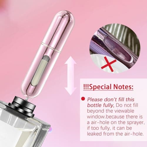 TonJin Travel Perfume Atomiser Refillable, Small Portable Empty Spray Bottle, Perfume Portable Empty Cologne Refill Pump Dispenser for Outdoor Pink/Gold — view 5