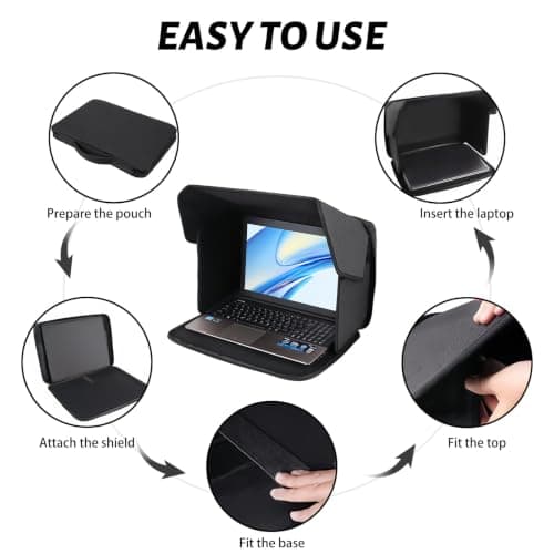 Laptop Sun Shade Cover Sleeve Bag 2in1 Foldable Laptop Hood Privacy Shield — view 4