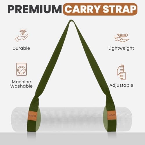 YOGATI® Adjustable Non-Slip Yoga Mat Strap | Yoga Straps for Stretching, Pilates Mat Carry Strap and Fitness Stretch Straps, Exercise Mat Sling for Travel, Gym, Studio and Home Workouts - Green — view 4