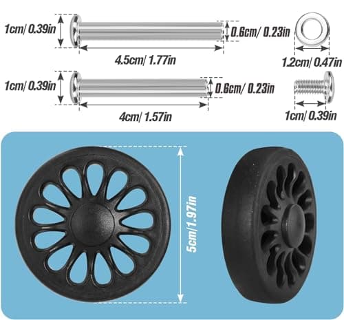 Volein 4 Pcs Suitcase Replacement Double Wheels, 50mm Wear Resistant Luggage Wheels Replacement with Bearings Spare Casters Kit for Worn Suitcase Tyres(Black-V6) — view 2