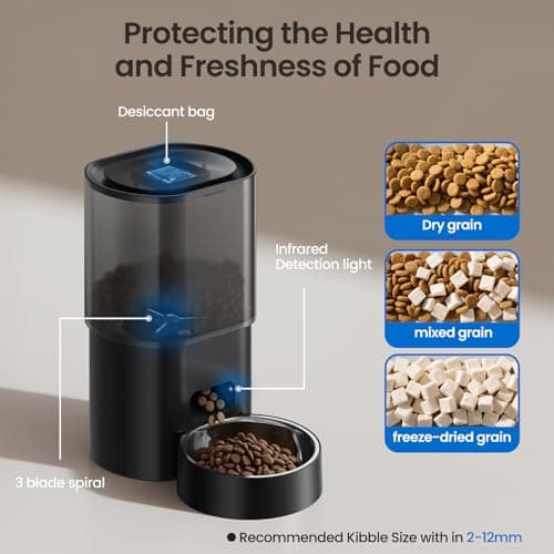 Automatic Cat Feeder and Water Dispenser, 2-in-1 Pet Feeder Automatic with Timer, 3 L Dry Food Feeder, 2.5 L Water Fountain with APP 2.4G WiFi, 1-6 Meal, Stainless Steel Bowl for Cats and Dogs — view 2