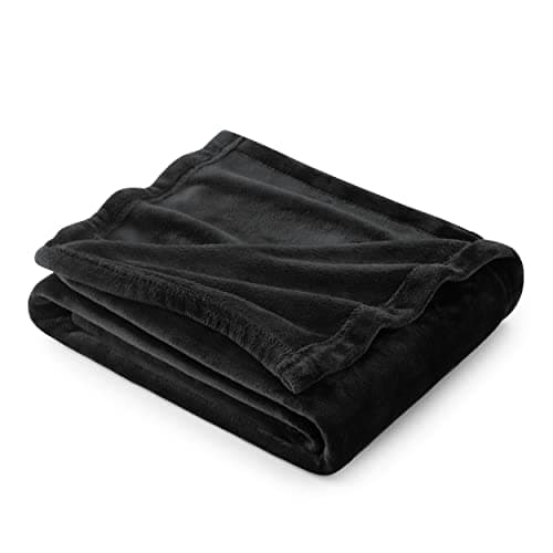 Bedsure Fleece Throw Blanket for Bed - Flannel Fleece, Black, 150x200 cm