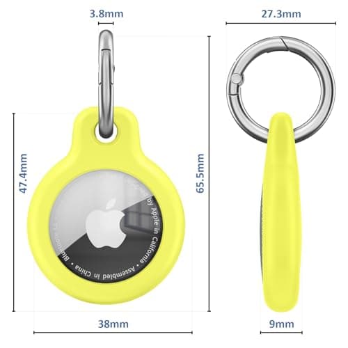 Air Tag Holder Air Tag Silicone Case, with Keychain, TPU Case for Air Tags Keyring for Keys, Bags, Luggage, Pet Collar, Anti-Lost and Scratch-Resistant, Fully Covered (Yellow) — view 2