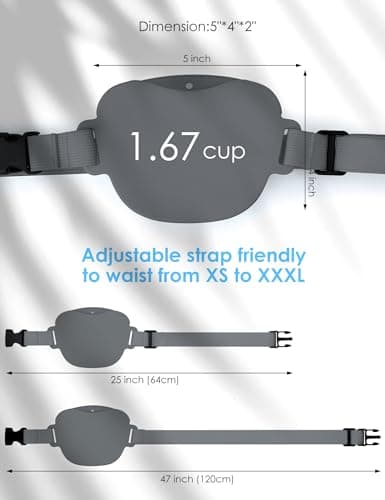 heouvo Dog Treat Pouch with Training Clicker, Upgrade Stronger Magnetic Closure to Avoid Spilling, 1.67 Cup Silicone Treat Bag Fanny Pack with Waist Belt for Pet Training Walking (Gray) — view 6
