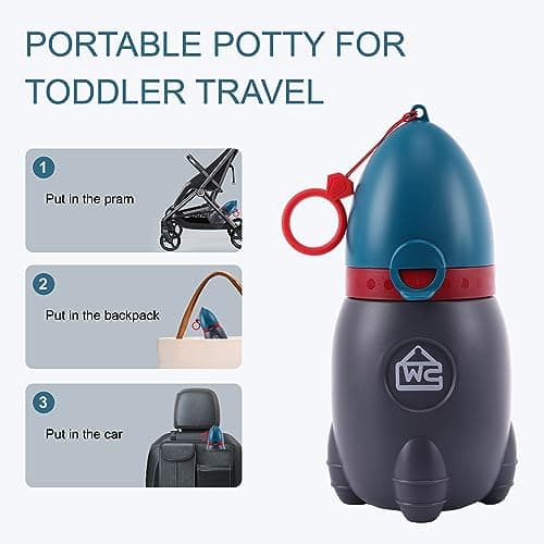DIJIAMEIYA Travel Urinal for Kids,Rocket Toys Portable Emergency Urinal for Toddler,Light and Easy to Carry,Suitable for Car,Travel,Camping and Children's Urinal Potty Training(Deep Blue) — view 2