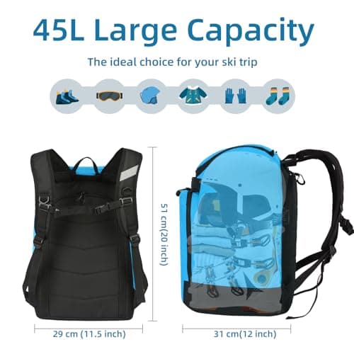 AUMTISC Ski Boot Backpack Boot Bag Ski Backpack for Boots Helmet Boot Helmet Goggles Gloves Ski Equipment — view 3