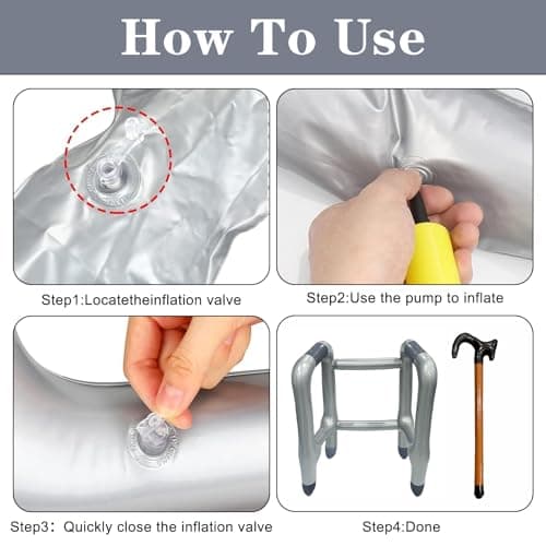 Inflatable Zimmer Frame and Walking Stick, Blow Up Walking Frame - Funny Fancy Dress Prop for Retirement Party, Stag Do & Old Man Costum — view 5
