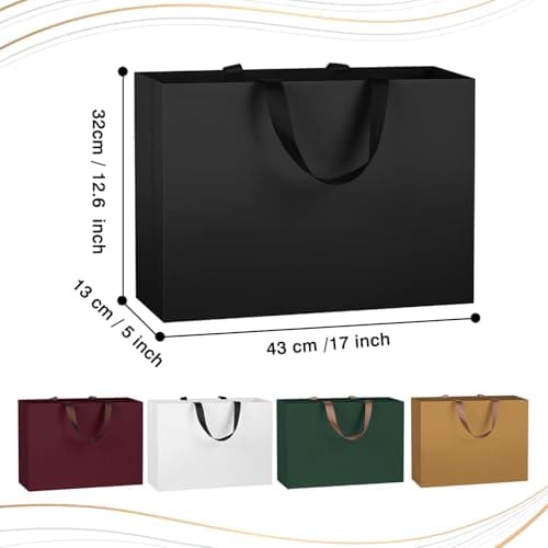 NAHRMY 1 piece Extra Large Gift Bag with Greeting Cards Gold 43 x 32 x 13 cm, Large Paper Party Gift Bags for Presents Wedding Birthday Christmas Celebration — view 3
