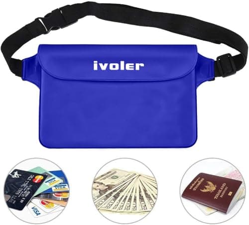ivoler Waterproof Pouch Bag, 2 Pack Universal Waterproof Case Dry Bag for Beach, Swimming, Boating, Kayaking, Hiking, Protects iPhone Phone, Cash, Document from Water, Sand, Snow - Black+Sapphire Blue — view 2