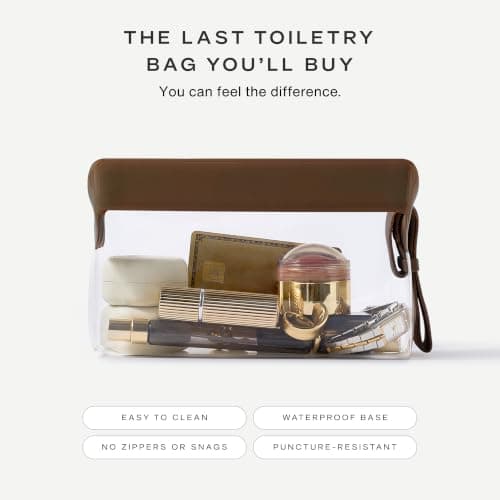 Cadence Parcel - Clear Travel Kit with Zipperless Magnetic Closure - Chestnut, Small - Durable, Leak-Resistant and TSA Approved Toiletry Bag - Modular Organization - Recycled TPU (.5 Qt) — view 3