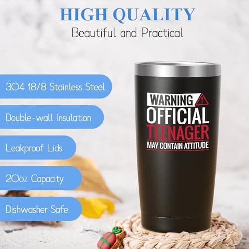Livole 13th Birthday Gifts for Boys, Son, 20oz Insulated Travel Mug, Black — view 5