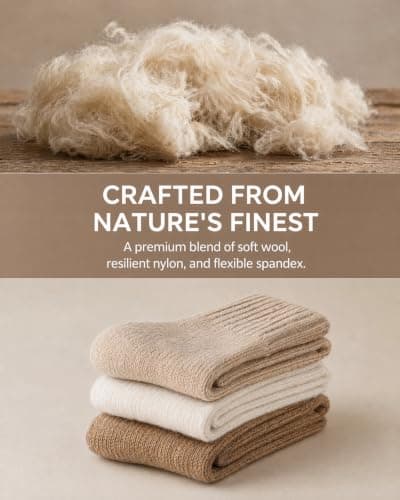 Vinuwu 3 Pairs Womens Fluffy Merino Wool Socks Thermal Thick for Winter — view 4