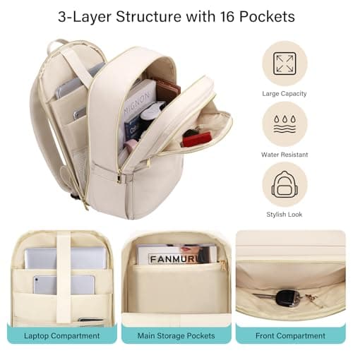 HOMIEE Travel Backpack for Women, 15.6 Inch Laptop Carry On Bag, 20L — view 3