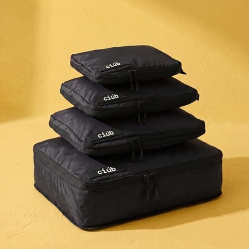 ciúb Compression Packing Cubes 4 Set Premium Double Zip, Fit 40% More in Your Luggage, Carry-On & Backpack, Lightweight Water Resistant Travel Accessories, Compressible Suitcase Organiser Bags (Black) — view 5