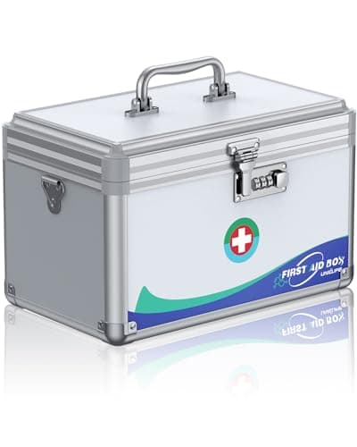 Uniclife Large Medicine Lock Box First Aid Box with Combination Lock, Lockable Medicine Storage Boxs for Medications, 30 x 17.8 x 19 (cm)