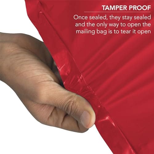 iSOUL Poly Mailer Bags 12x16 Self-Seal, Shipping Envelopes Strong, Waterproof, Tamper-Proof Polythene Packaging for Clothes, Bedding & Parcel Bag Shipping Post Bag Envelopes 50 Pack Red — view 5