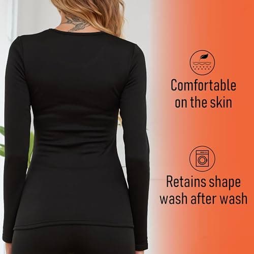 The Essentials Wardrobe 1PK Ladies TEW Long Sleeved Thermal Top - Black - 20-22 — view 4