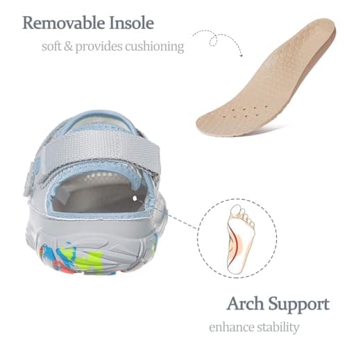 Hsyooes Men's Sports Sandals Women's Hiking Sandals Orthopedic Walking Shoes Summer Trekking Beach Water Shoes Arch Support Adjustable Outdoor Grey 9UK=43EU — view 5
