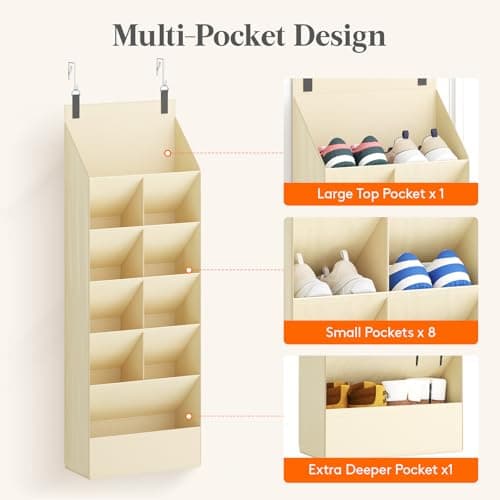Lifewit 6 Tier Over the Door Shoe Organiser Hanging Rack Holder, Beige — view 6