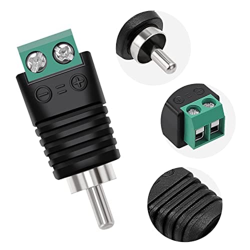 KUOQIY 12 PCS RCA Connector Male Adapter, Phono RCA Male Plug to AV Screw, Terminal Block Audio/Video Connector Adapter, for CCTV Security Camera System — view 3