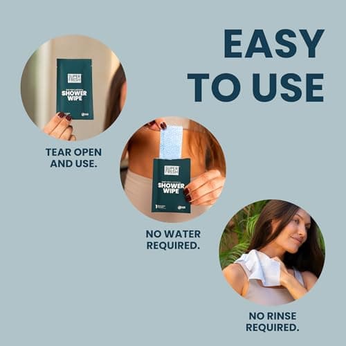 Super Fresh Shower Wipes Large Unscented Body Wipes for No Rinse Bathing Personal Hygiene Gym Travel Camping Enriched with Aloe and Vitamin E 10 Individually Wrapped Disposable Sheets — view 5