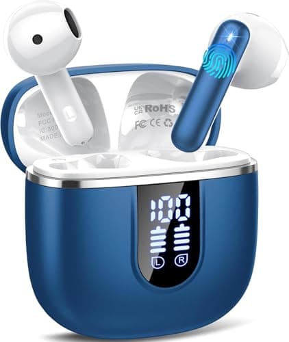 Wireless Earbuds with 6D Stereo, Bluetooth Headphones for Work, Sport Blue