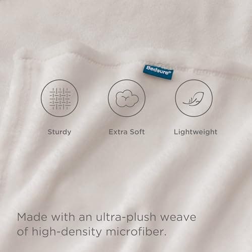 Bedsure Throw Blanket for Sofa - Flannel, Beige, 130x170 cm — view 3