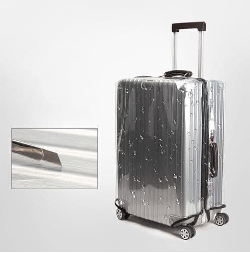 EEGAO Upgraded Zippered Suitcase Cover Protector, Waterproof Luggage Cover for Wheeled Suitcases, Anti-Scratch Clear PVC with Elastic Straps & Magic Tape (S) — view 6