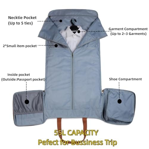 BAOSHA Vegan Leather Garment Bag Travel Duffle Bag Hybrid Hanging Suit Luggage Bag for Men XZ-03, Brown, Leather Garment Bag for Men — view 2