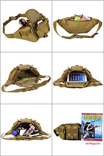 YuanWen Waist Bag, Tactical Bumbag Molle Military Large Waterproof Fanny Pack Bum Bag for Outdoors Hiking Camping Running Walking Trekking Black — view 5