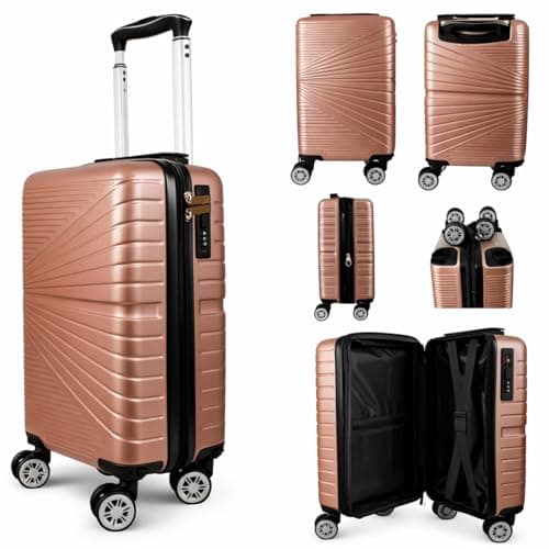 40x25x20cm Underseat Cabin Suitcase with Removable Wheels – Soft Shell Carry On Trolle Lightweight Spinner Luggage Underseat Cabin Trolley Detachable Wheels 1611 (Rose Gold)