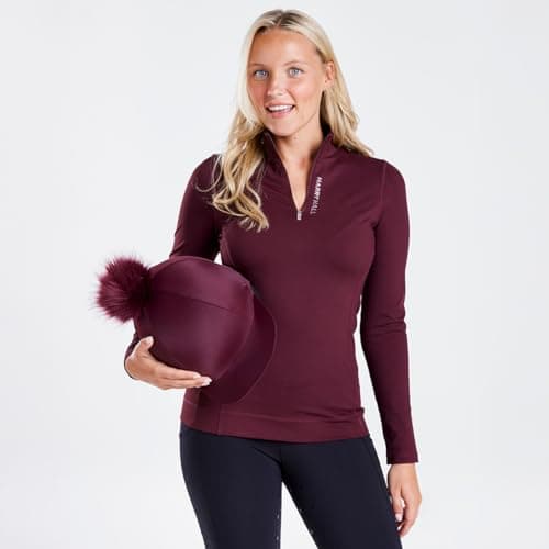 Harry Hall Women’s Thermal Base Layer – Brushed Back Stretch Fabric, ¼ Zip, Versatile for Riding, Hiking & Leisure – Matching Hat Silk Available - Maroon - 10 — view 3