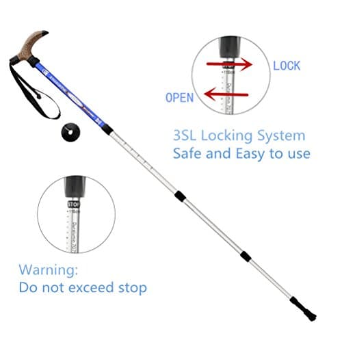 BAITER Cork Handle Retractable Aviation Aluminum Alloy Alpenstock Adjustable Telescopic Pole Anti Shock Walking Hiking Stick … — view 5
