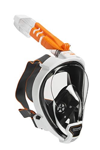 OCEAN REEF - Aria QR+ Maschera Snorkeling Integrale a Rilascio Rapido con Boccaglio - Visione Subacquea a 180 Gradi e Meccanismo Quick Release (M/L, White)