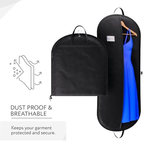 Hangerworld 54 Inch Zipped Black Suit Cover Travel Carrier Bag with Handles – Full-Length Zip and Secure Closure for On-The-Go — view 5