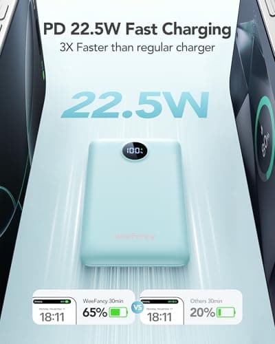 10000mAh Power Bank Fast Charging 22.5W WeeFancy With Built in Cables — view 4
