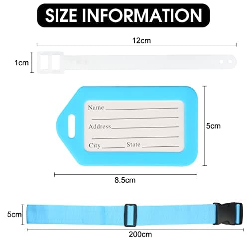 2PCS Luggage Straps and 2pcs Luggage Tags Adjustable Travel Luggage Belts Packaging Bag Buckle Belt Multi-colours Straps choices for suitcase, bag, boxes (Blue) — view 2