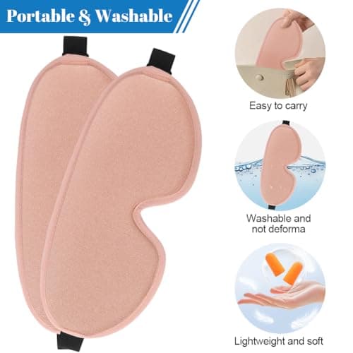 ALIIP 3D Contoured Sleep Mask with Earplugs,Blackout Eye Cover,2 PC,Pink — view 5