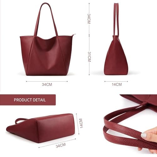 KALIDI Large Tote Bags Top Handle Handbags PU Leather with Zip for Women — view 6