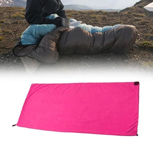 Perfeclan Fleece Sleeping Bag Liner Thermal Comfort Warm Sleeping Bag Blanket Liner for Travel Hunting Outdoor Mountaineering Indoor, pink — view 4