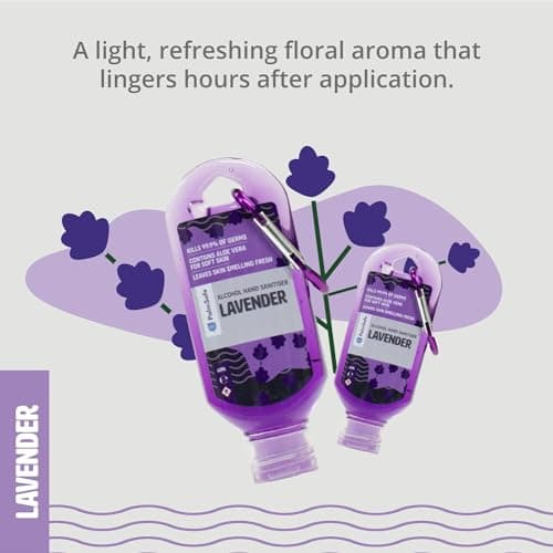 Palm Safe Lavender 3 Pack 60ml Anti Bacterial Premium Hand Sanitiser Travel Size Refillable Clip Bottle Quick Drying Non Sticky Extra Moisturising Kills 99.9% of Viruses and Bacteria — view 4