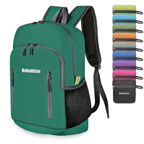 Bekahizar 20L Ultra Lightweight Backpack Foldable Hiking Daypack Rucksack Water Resistant Travel Day Bag for Men Women Kids Outdoor Camping Mountaineering Walking Cycling Climbing (Teal Blue)