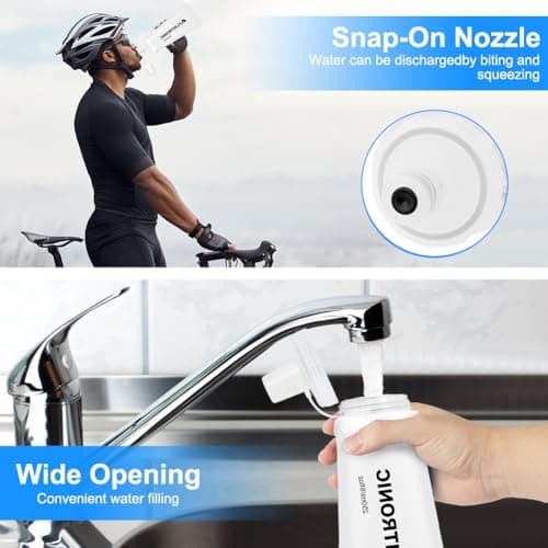 flintronic 2PCS Soft Flask TPU, 500ML Collapsible Water Bottle, Lightweight Running Soft Water Bottle for Unisex Hydration, BPA-Free, Leakproof Foldable Water Bottle for Running, Cycling, Climbing — view 5