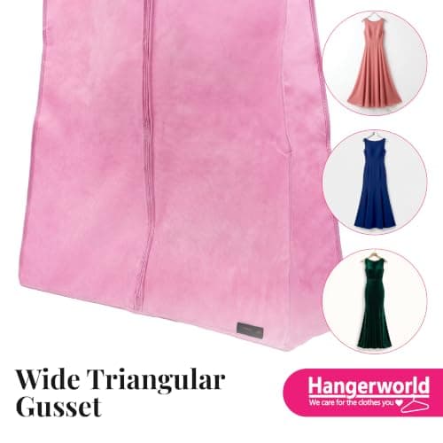 Hangerworld Breathable Dress Cover for Evening Dresses 183 cm Pink Garment Bag Wedding Dress — view 3