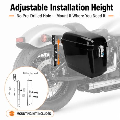 MENDUNER 45L Motorcycle Side Case with Mounting Kit, Lockable ABS Hard Saddlebags, Universal Motorcycle Panniers Side Bags for Cruiser Touring Luggage Storage, Glossy Black — view 4