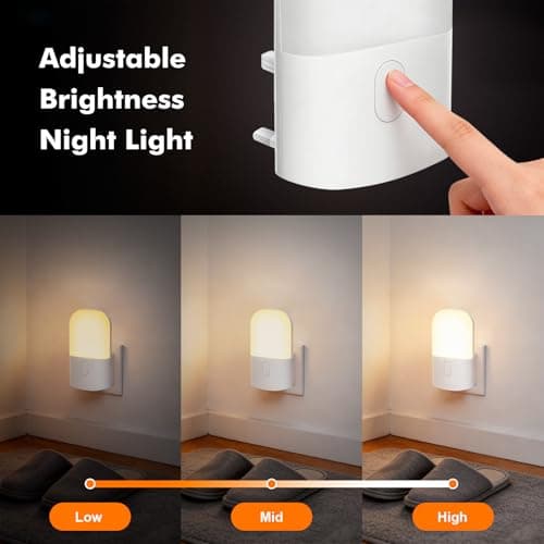 GRIFEMA Plug in Night Light with Dusk to Dawn Photocell Sensor, White — view 2