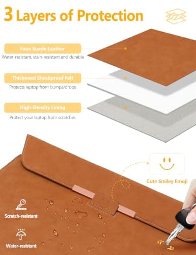 HYZUO 13.3-14 Inch Laptop Case Sleeve with Stand for MacBook,Brown — view 3