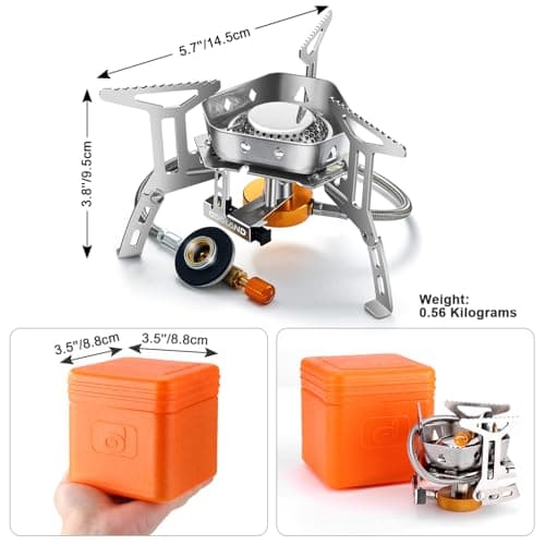 Odoland 3500W Windproof Camping Gas Stove Portable Collapsible Outdoor Camping Stove with Piezo Ignition Backpacking Stove for Outdoor Cooking Hiking Picnic and Trekking — view 2