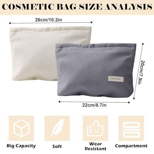 2 Pcs Makeup Bag,Toiletry Bag with Metal Zipper Portable Make up Bag — view 2