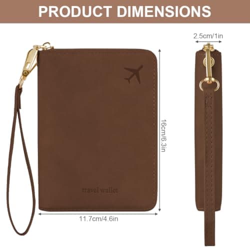 AOOSU Travel Wallet, Family Passport Holder, RFID Blocking Travel Accessories Document Organiser, Travels Document Holder for Tickets Waterproof Cover Holiday Essentials Case for Man & Woman Brown — view 2